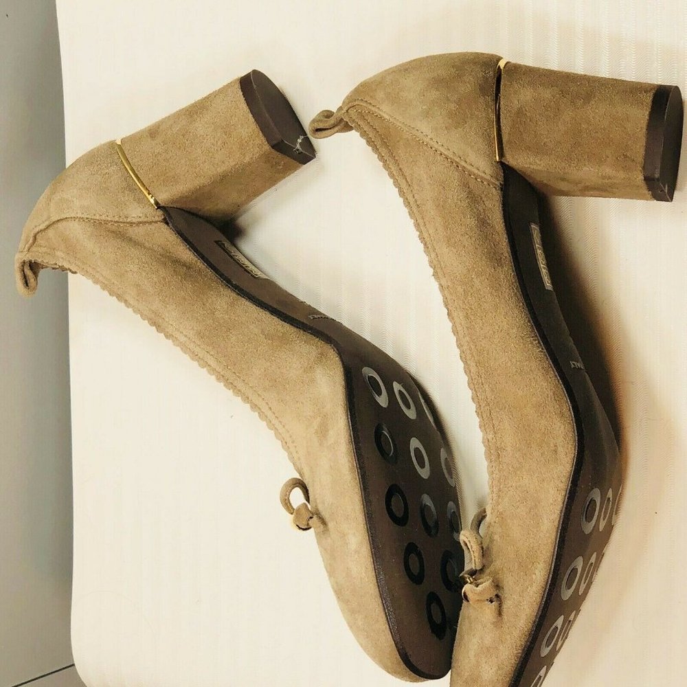 Sesto Meucci Suede Leather Gold Trim Shoes Pumps - Picture 8 of 12